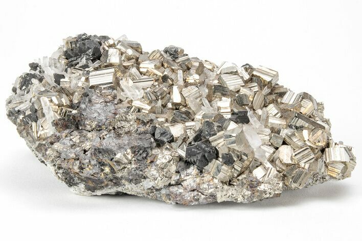 Striated Pyrite, Sphalerite and Quartz Crystal Association - Peru #213667